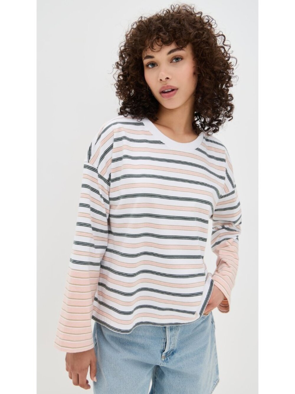 Madewell Easy Crew Neck Long Sleeve Tee In Stripe
